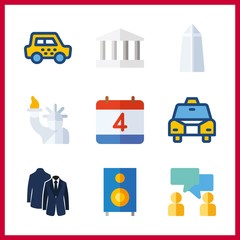 9 american icons set