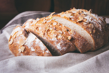 Sliced bread with nuts