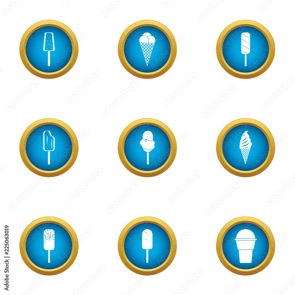 Poster frozen cream icons set. flat set of 9 frozen cream vector icons for web isolated on white background