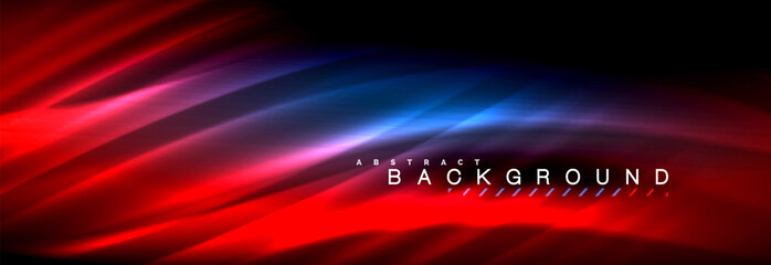 Neon glowing fluid wave lines, magic energy space light concept, abstract background wallpaper design