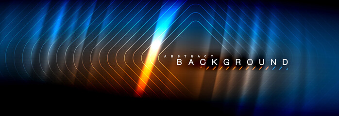 Naklejka premium Neon glowing fluid wave lines, magic energy space light concept, abstract background wallpaper design