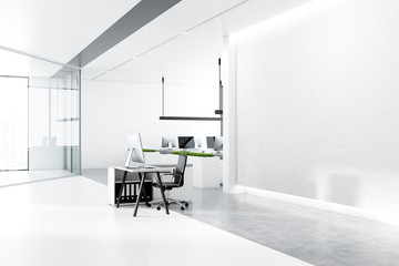 Manager office, white and glass walls