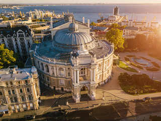 Odessa Opera and Ballet Theater Ukraine. aerial photography. city cultural sightseeing - obrazy, fototapety, plakaty
