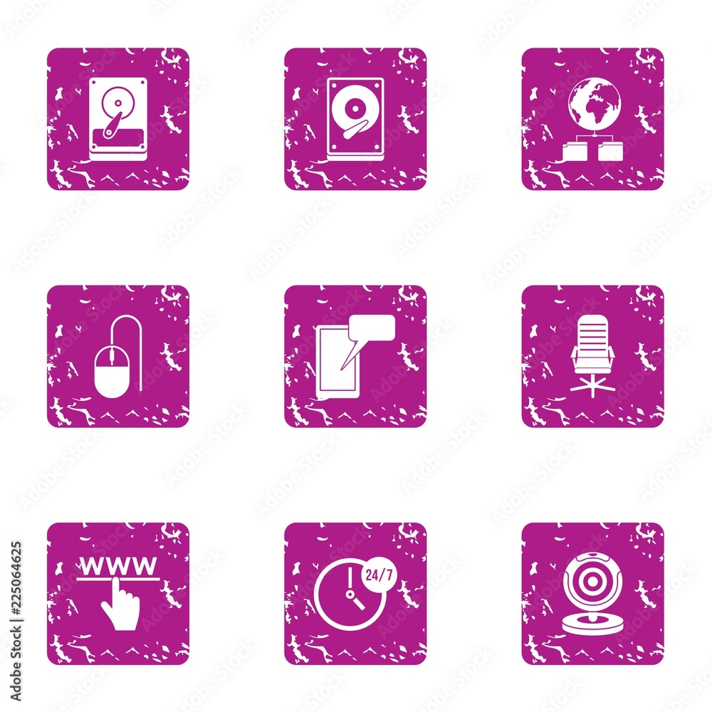 Poster fact icons set. grunge set of 9 fact vector icons for web isolated on white background