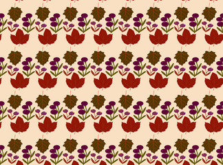 Autumnal seamless pattern with leaves and berries