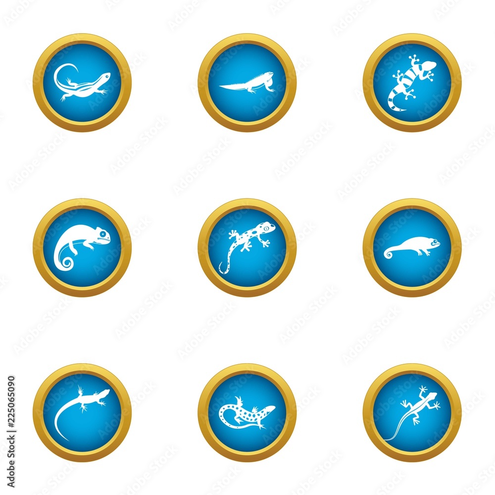 Poster viviparous lizard icons set. flat set of 9 viviparous lizard vector icons for web isolated on white 