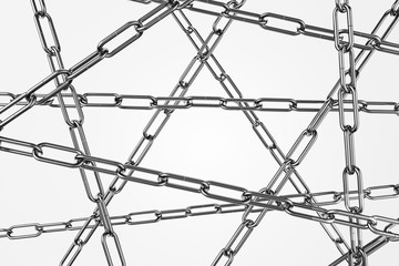 Steel chains pattern over white background