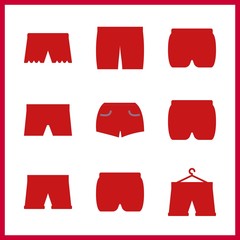 9 shorts icon. Vector illustration shorts set. short icons for shorts works
