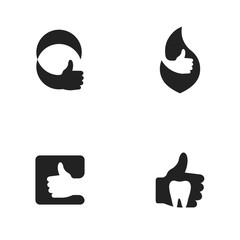 Hand Thumb Like Set Silhouette Abstract Icon Logo Design Template Element Vector