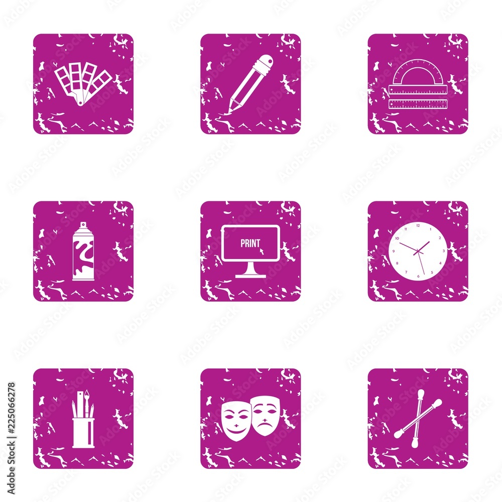 Aufkleber measure icons set. grunge set of 9 measure vector icons for web isolated on white background