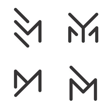 Letter M Outline Set Idea Abstract Creative Icon Modern Logo Design Template Element Vector