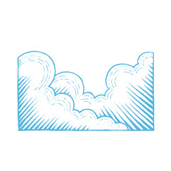 Blue Vectorized Ink Sketch of Clouds Illustration