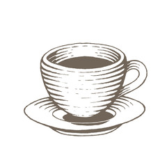 Brown Vectorized Ink Sketch of Coffee Cup Illustration