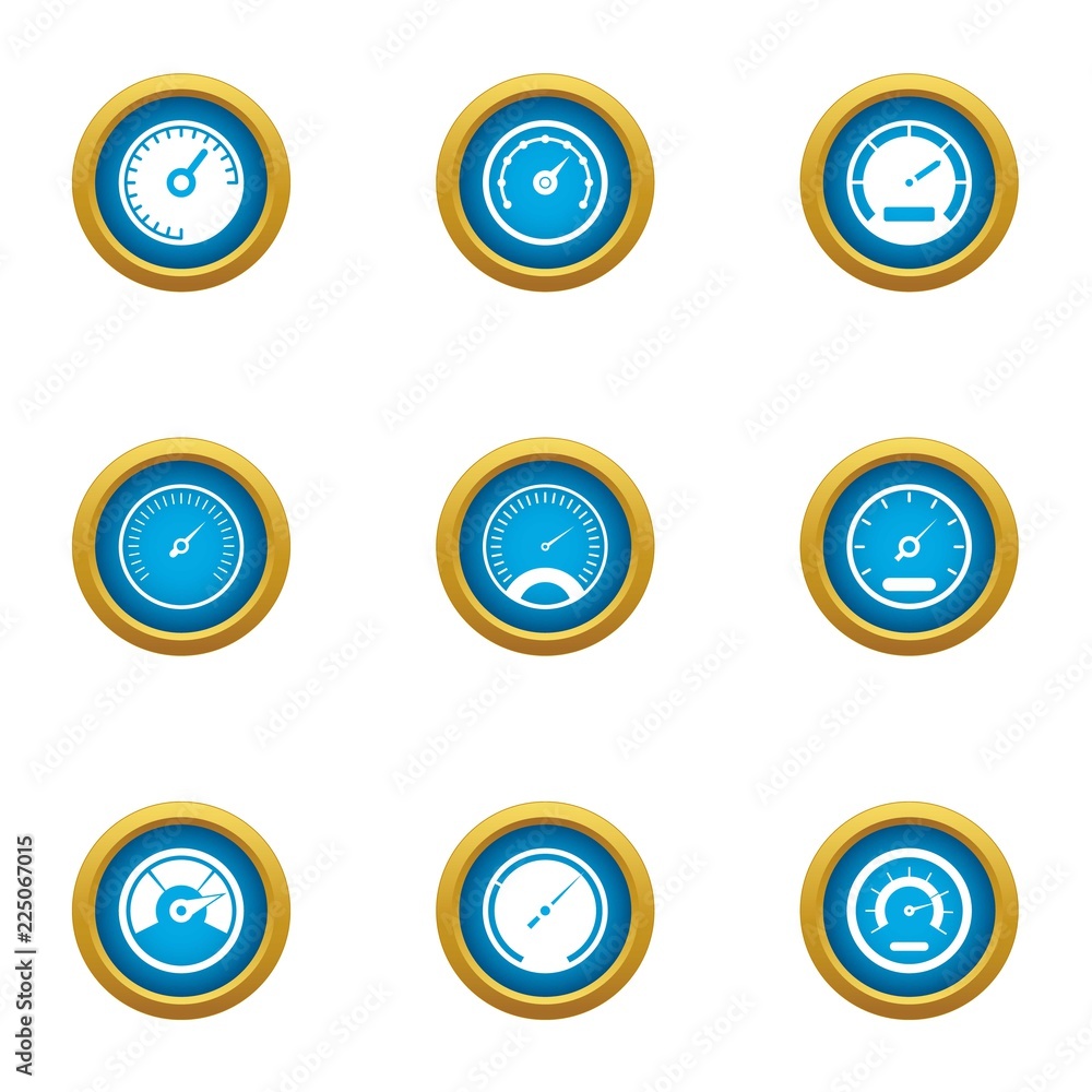 Poster speed superiority icons set. flat set of 9 speed superiority vector icons for web isolated on white 