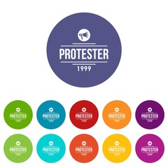 Protester gramophone icons color set vector for any web design on white background