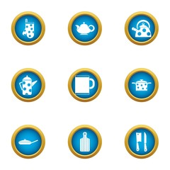Tea cupping icons set. Flat set of 9 tea cupping vector icons for web isolated on white background