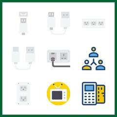 connect vector icons set. usb, point of service, socket and networking in this set.