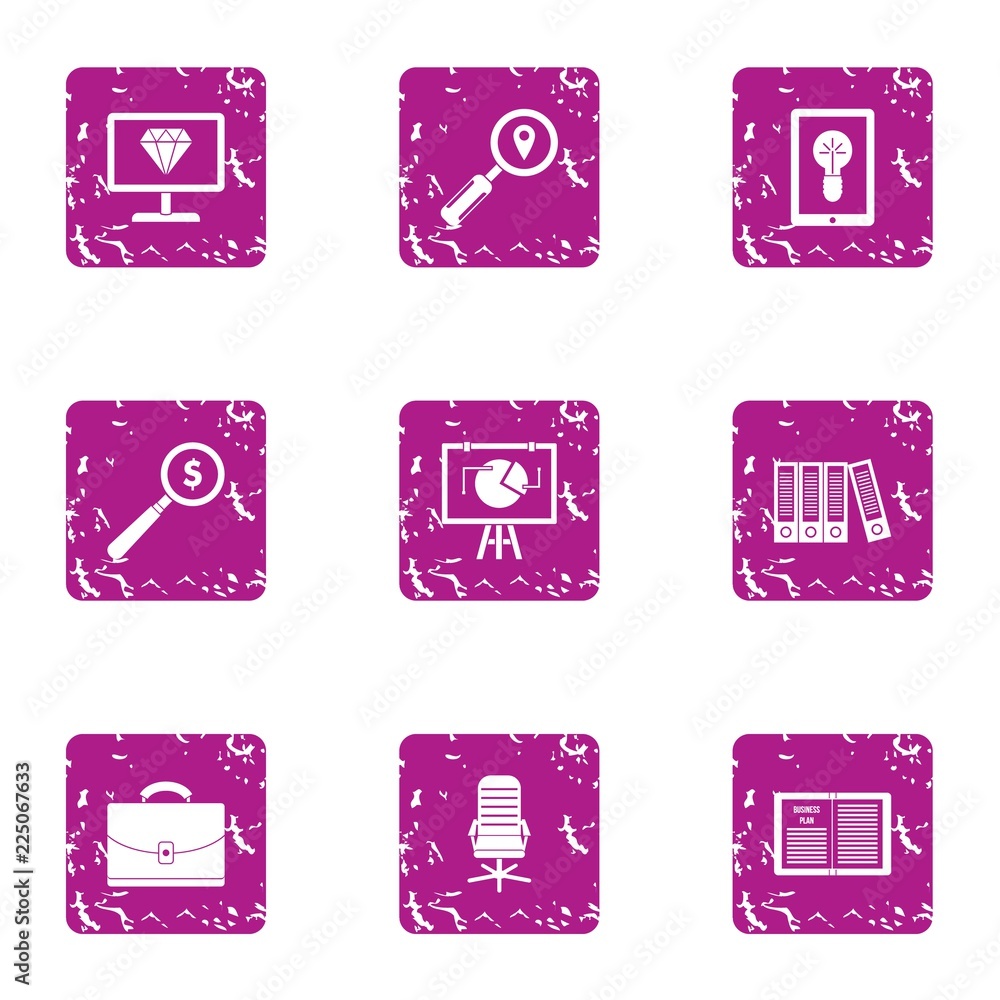 Aufkleber magnifier icons set. grunge set of 9 magnifier vector icons for web isolated on white background