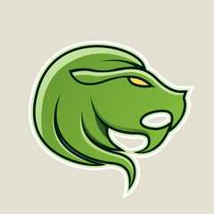 Green Lion or Leo Icon Vector Illustration