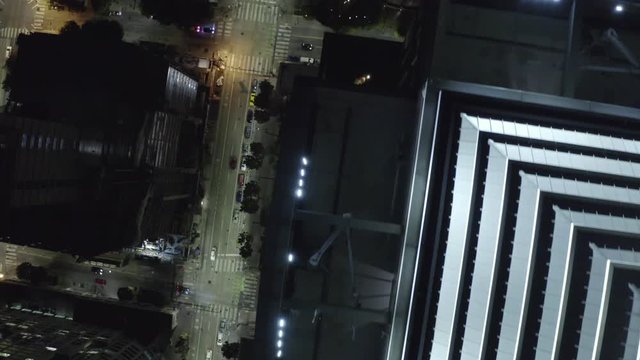 Aerial night Seattle overhead footage 4k