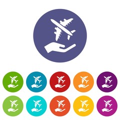 Air passenger protection icons color set vector for any web design on white background