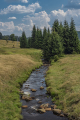 Rolava river in summer hot sunny day before storm