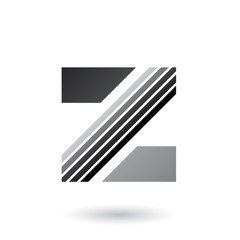 Grey Letter Z with Thick Diagonal Stripes Vector Illustration