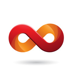 Infinity Symbol with Red and Orange Color Tints Vector Illustration