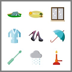 spring icon. test tubes brush and rain vector icons in spring set. Use this illustration for spring works.