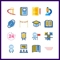 16 education icon. Vector illustration education set. tic tac toe and studying icons for education works - 225069079