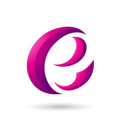 Fototapeta premium Magenta Crescent Shape Letter E Vector Illustration