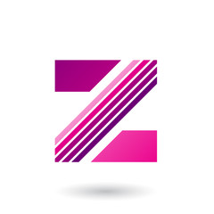 Magenta Letter Z with Thick Diagonal Stripes Vector Illustration