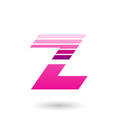 Magenta Sliced Letter Z with Thick Horizontal Stripes Vector Illustration