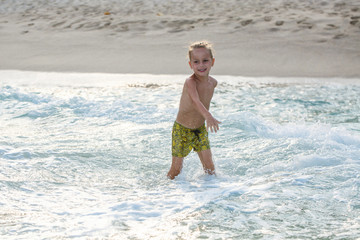 little boy in the sea in Thailand