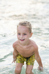 little boy in the sea in Thailand