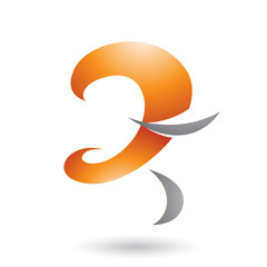 Orange Glossy Curvy Fun Letter Z Vector Illustration