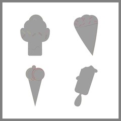 4 cone icon. Vector illustration cone set. ice cream balls and ice cream ball icons for cone works