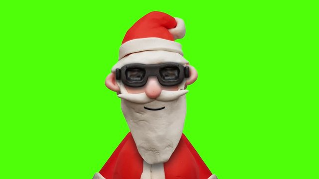 winkender Weihnachtsmann mit Sonnenbrille aus Knete – Animation  mit Greenscreen