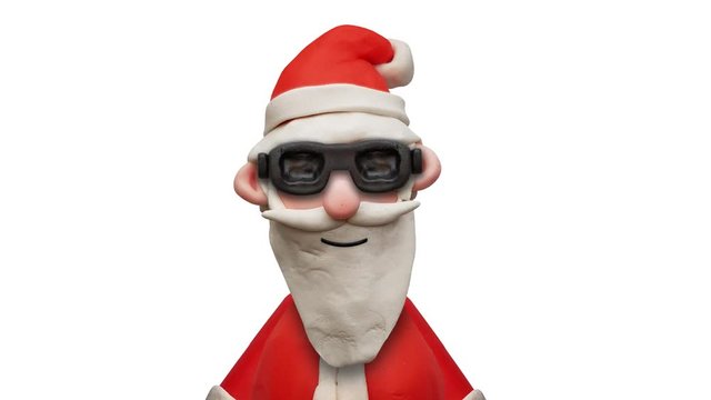 winkender Weihnachtsmann mit Sonnenbrille aus Knete – Animation 