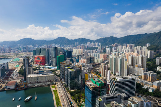  Top view of Hong Kong urban city © leungchopan