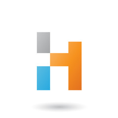 Orange Letter H with Rectangular Shapes Vector Illustration