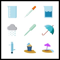 drop icon. bucket and condenser vector icons in drop set. Use this illustration for drop works.