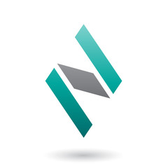 Persian Green and Black Diamond Shaped Letter N Vector Illustration