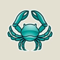 Persian Green Glossy Crab or Cancer Icon Vector Illustration