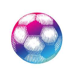 Rainbow Colored Vectorized Ink Sketch of Soccer Ball Illustration