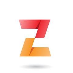 Red and Orange Folded Paper Letter Z Vector Illustration