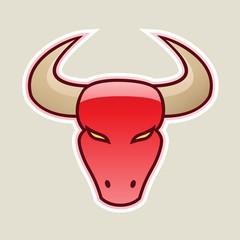Red Strong Bull Icon Vector Illustration
