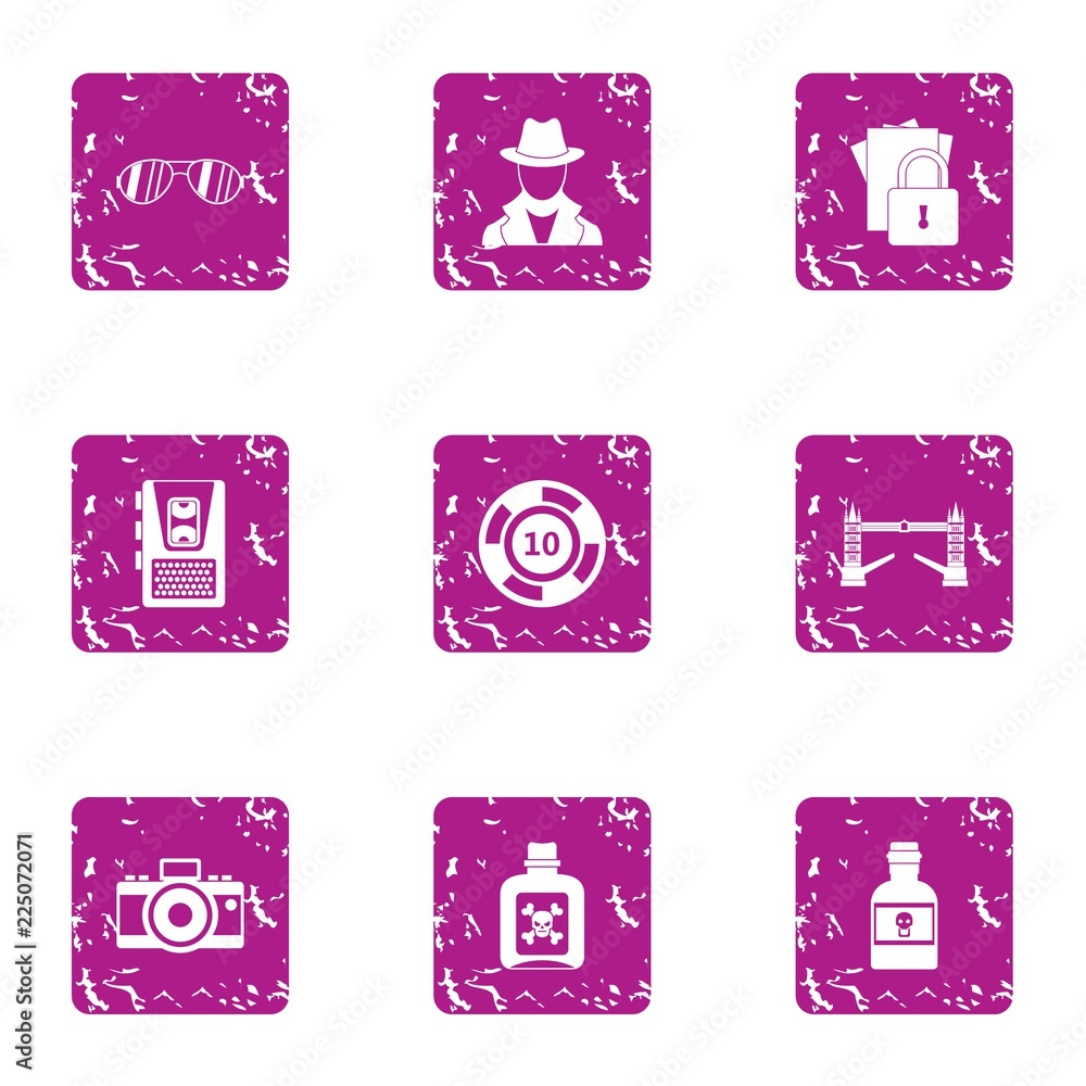 Poster counter icons set. grunge set of 9 counter vector icons for web isolated on white background