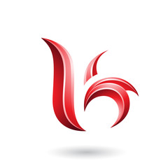 Obraz premium Red Glossy Leaf Shaped Letter B or K Vector Illustration