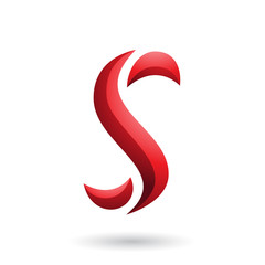 Red Snake Shaped Letter S Vector Illustration